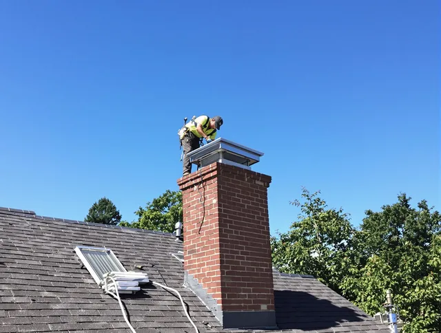 Apopka Chimney Sweep technician measuring a chimney cap in Apopka, FL
