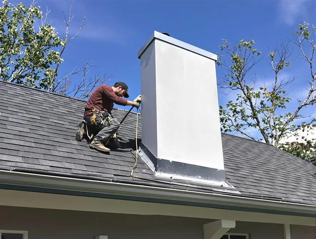 Apopka Chimney Sweep team member finishing chimney construction in Apopka, FL
