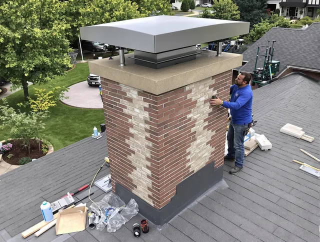 Apopka Chimney Sweep team working on a custom chimney remodel in Apopka, FL